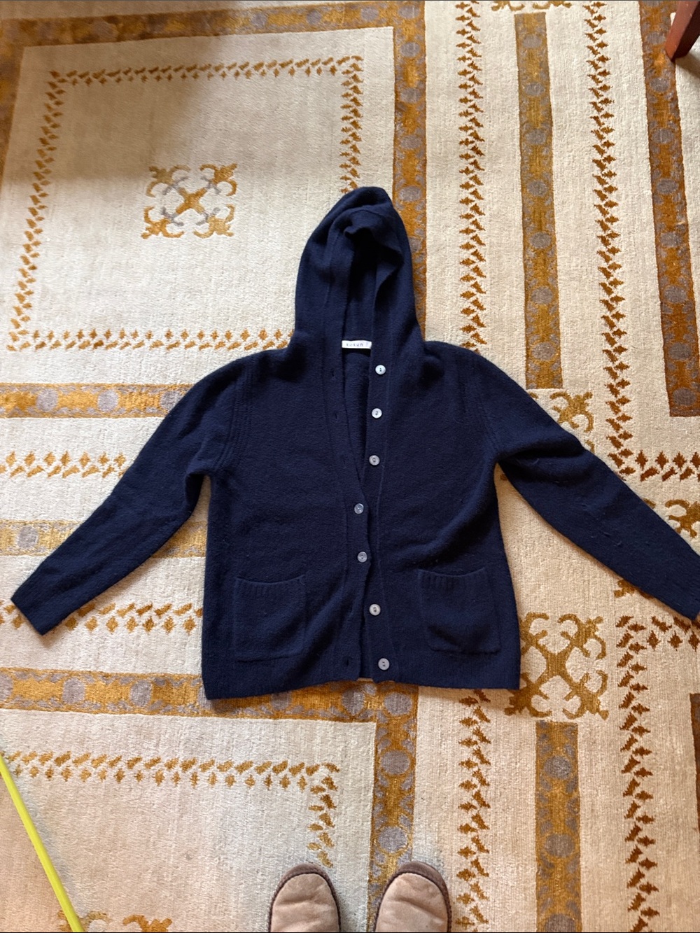Women’s Navy Hooded Button-Front Cardigan Sweater